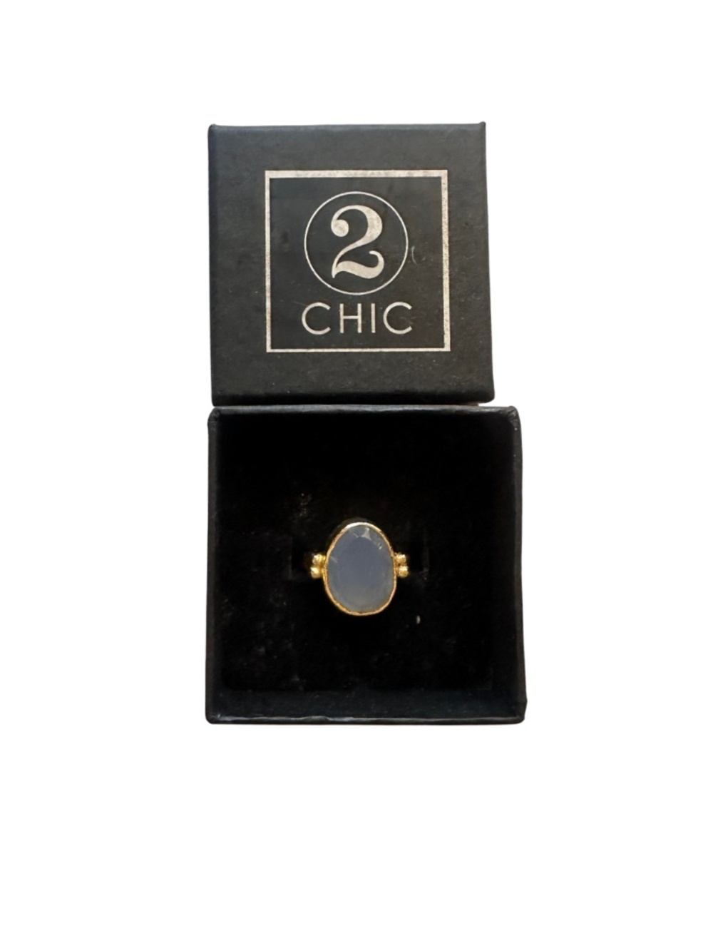 NEW 2Chic Two's Company Light Blue Oval Gemstone Ring - Women's 7